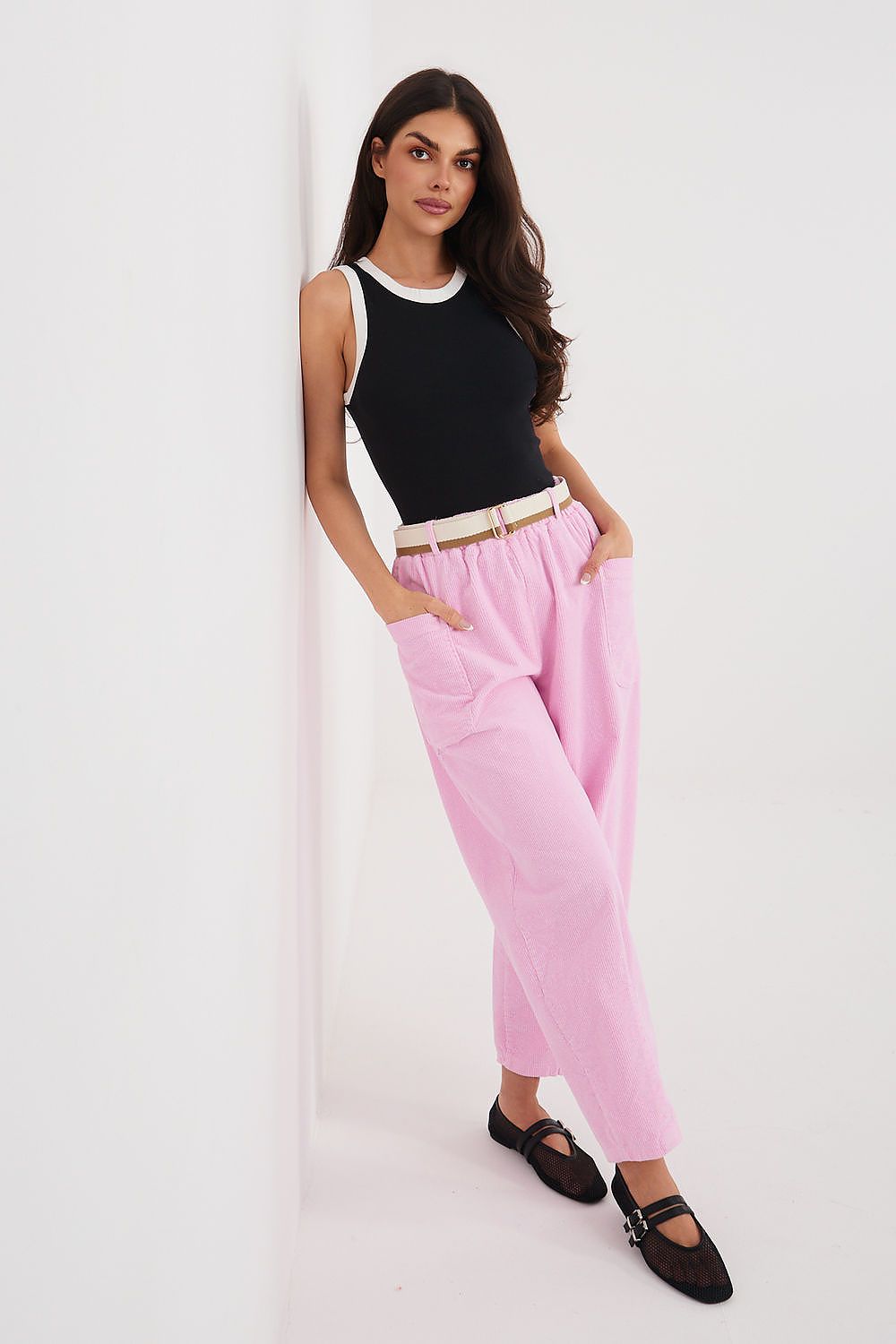  Pantalon en velours côtelé model 225099 Rue Paris 