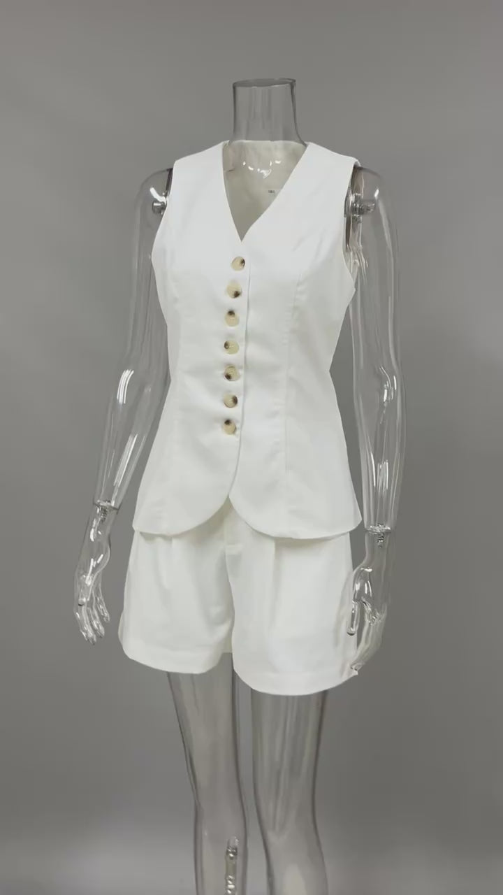 Ensemble deux pièces en coton et lin