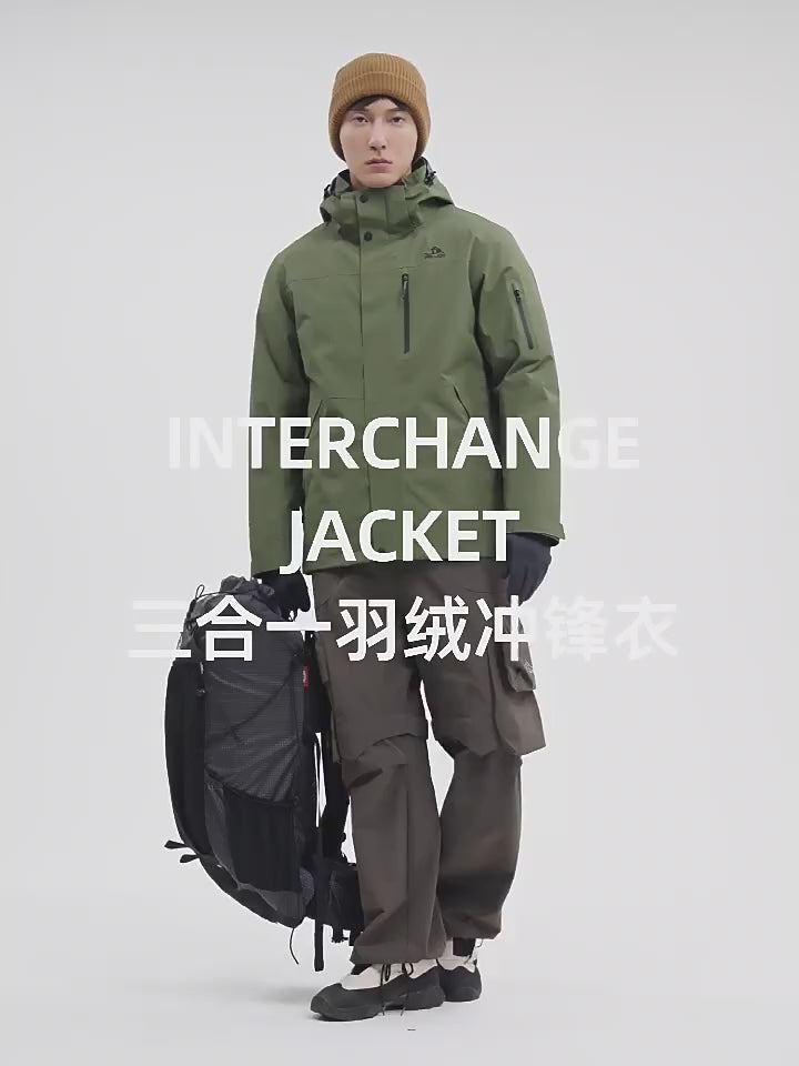 3-in-1, 650 fill goose down lined waterproof jacket